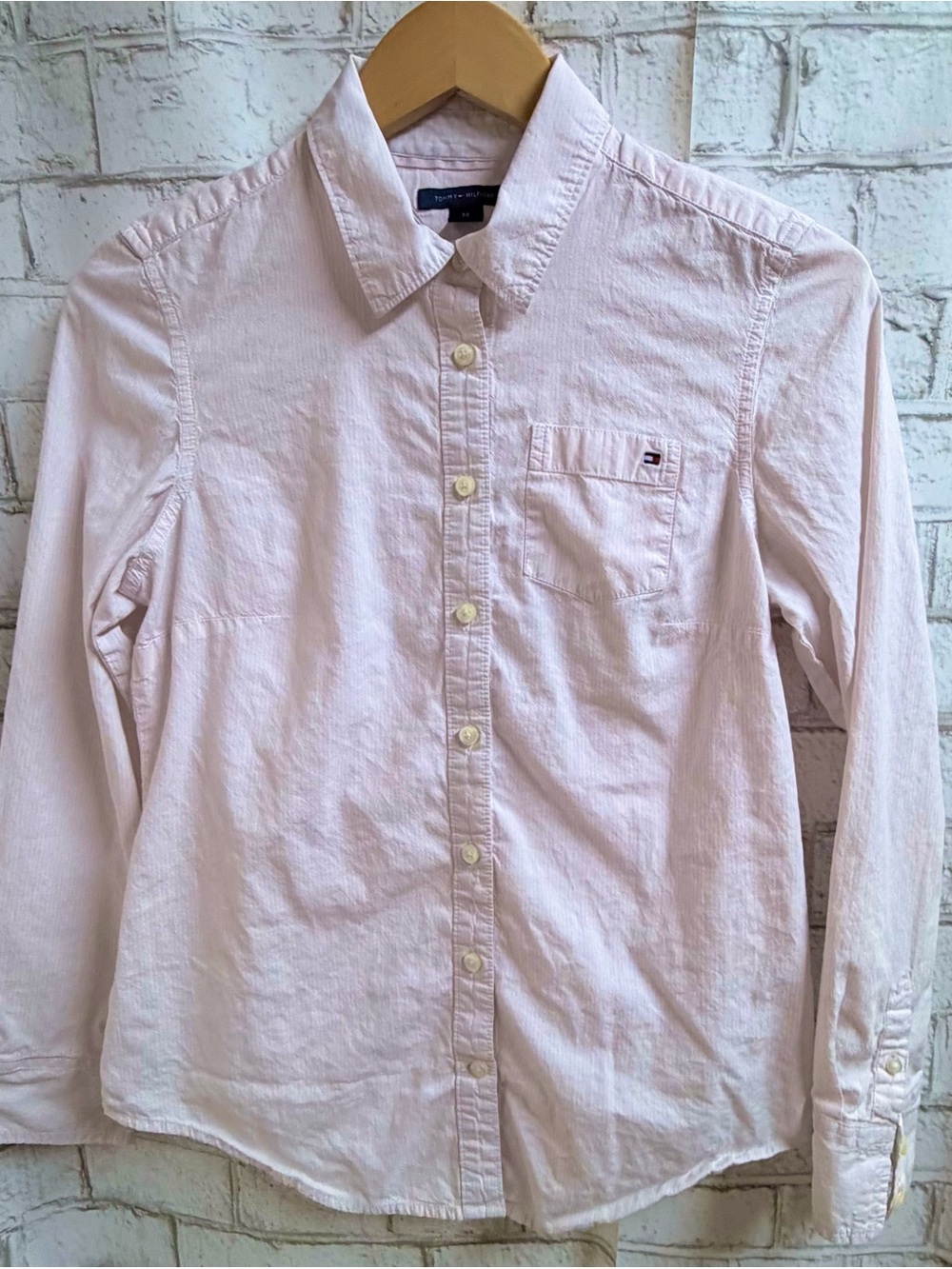 Tommy Hilfiger Pale Pink Long-Sleeve Button-Down Shirt